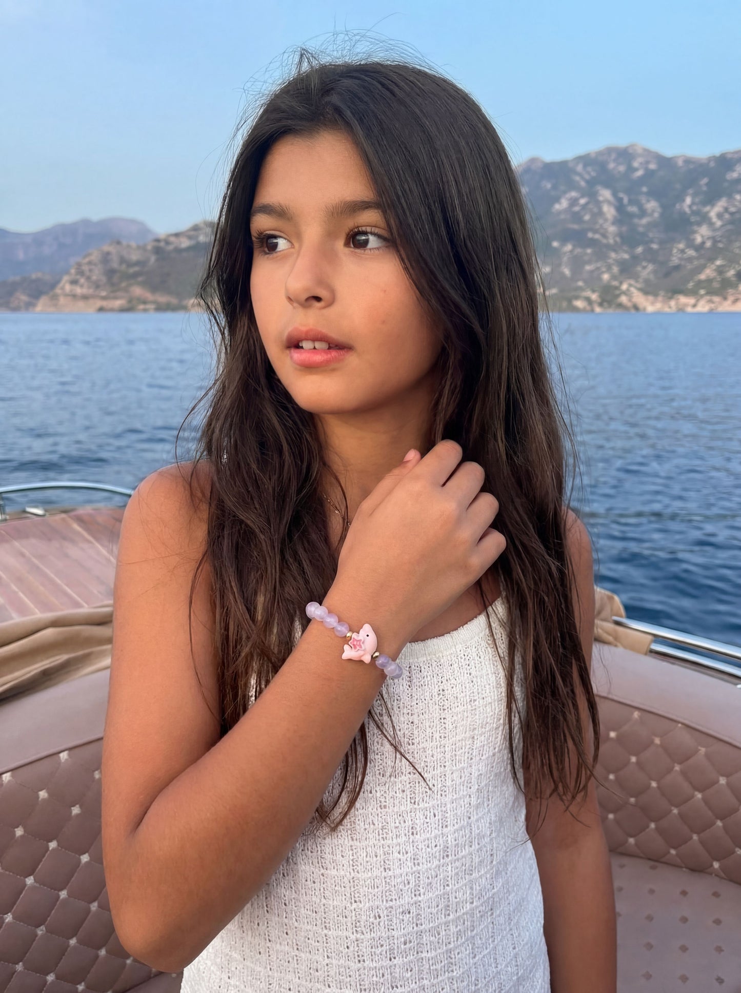 Bracelet enfant - Améthyste lavande & dauphin