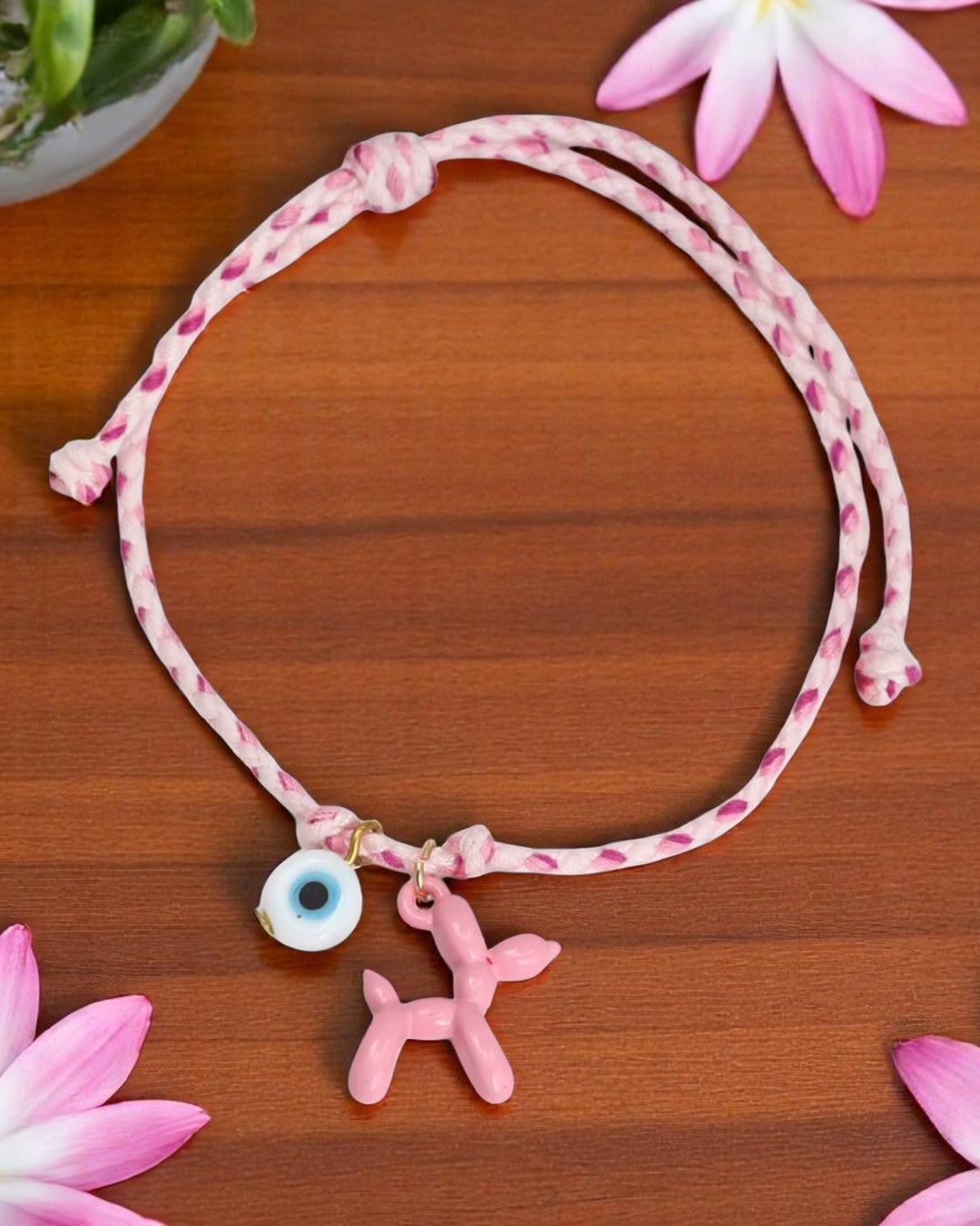Bracelet rose - cordon réglable 🧿