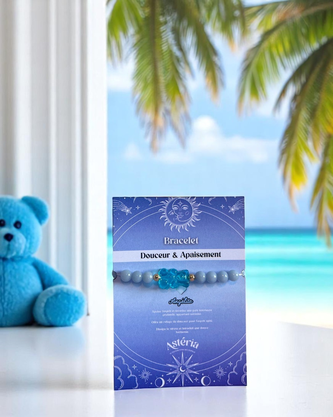 Bracelet enfant en Angélite A - bleu 06 mm 🧸 👧🏻 👦🏽