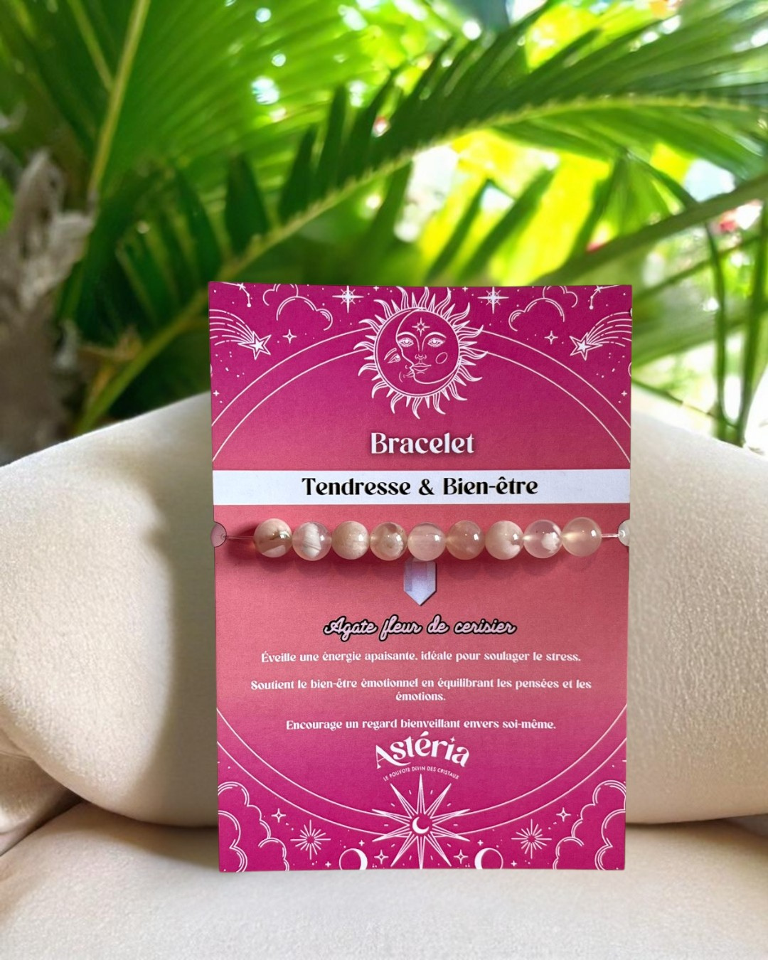 Bracelet en Agate Fleur de Cerisier A – 08 mm 🤎 🌸