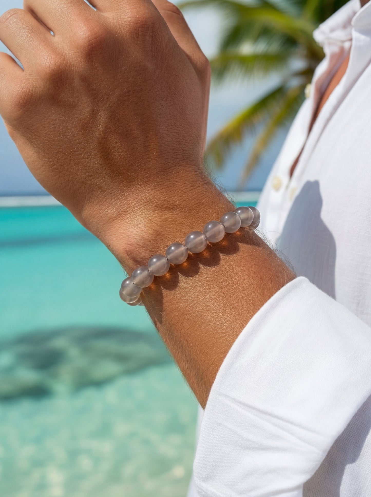 Bracelet en Agate grise AA - 08 mm 🪙 🩶