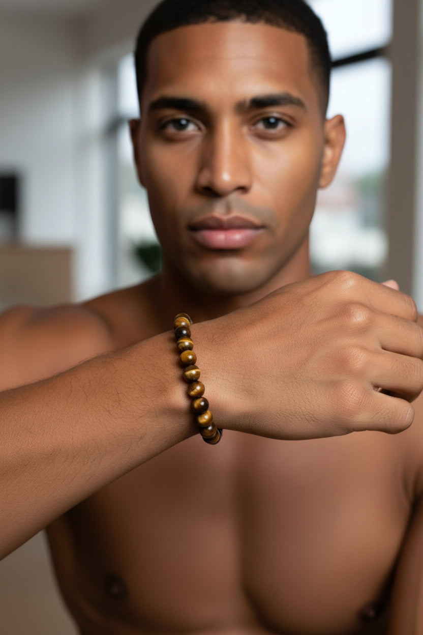 Bracelet en Oeil de tigre - 08 mm 🤎 🐅
