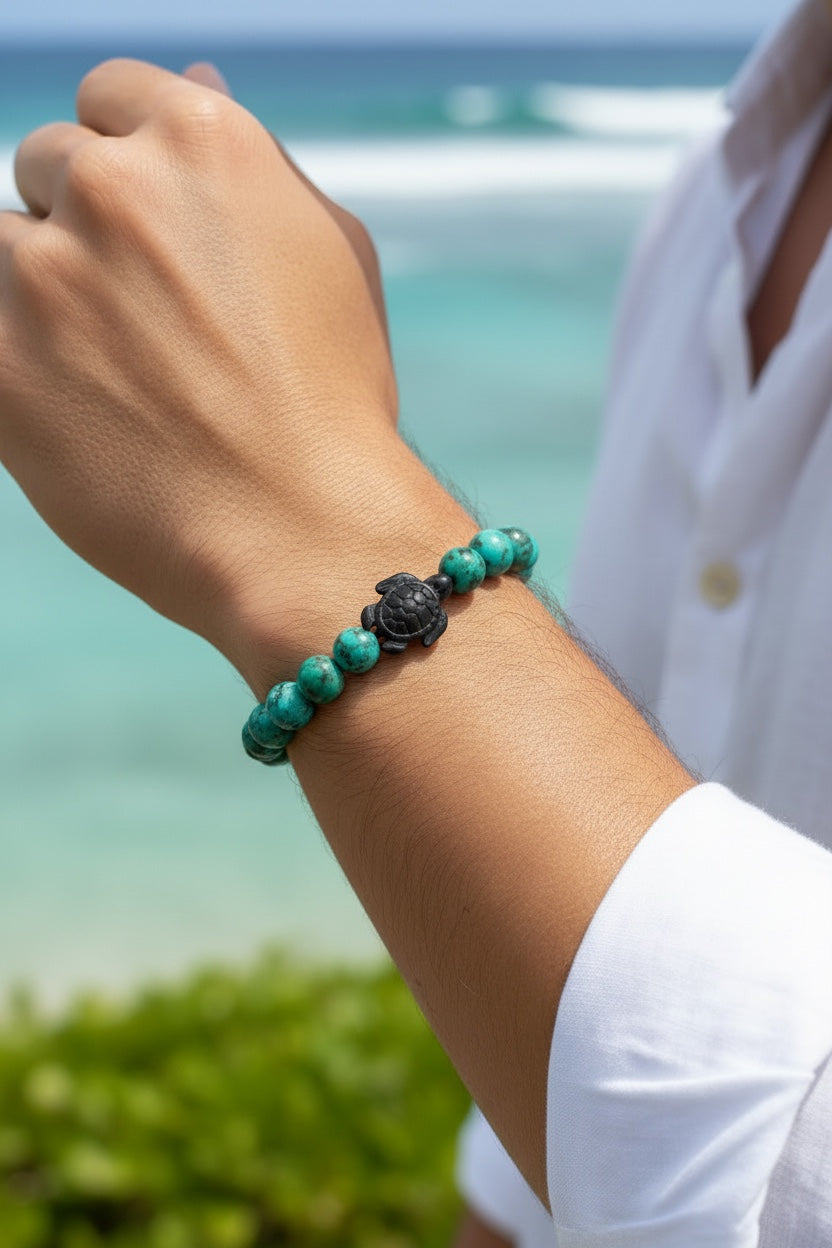 Bracelet Turquoise africaine & tortue 🐢