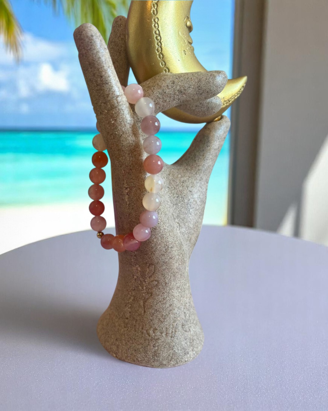 Bracelet en Agate Rose de Botswana AA – 08 mm 🧸ྀི 🌸