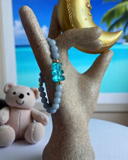 Bracelet enfant en Angélite A - bleu 06 mm 🧸 👧🏻 👦🏽