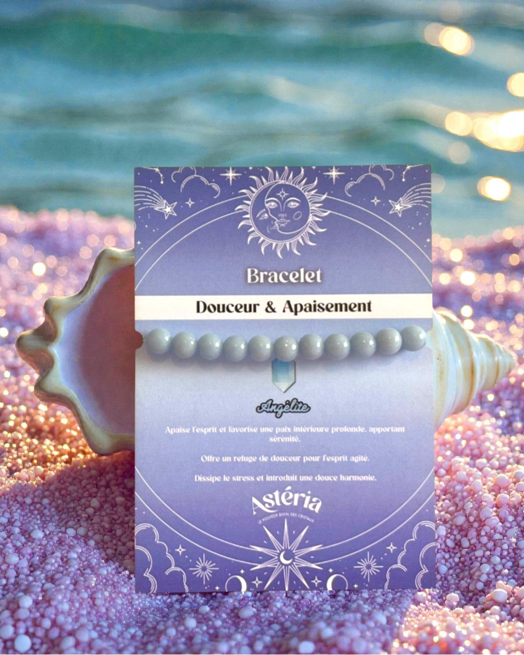 Bracelet en Angélite A - 08 mm 🪽 🩵