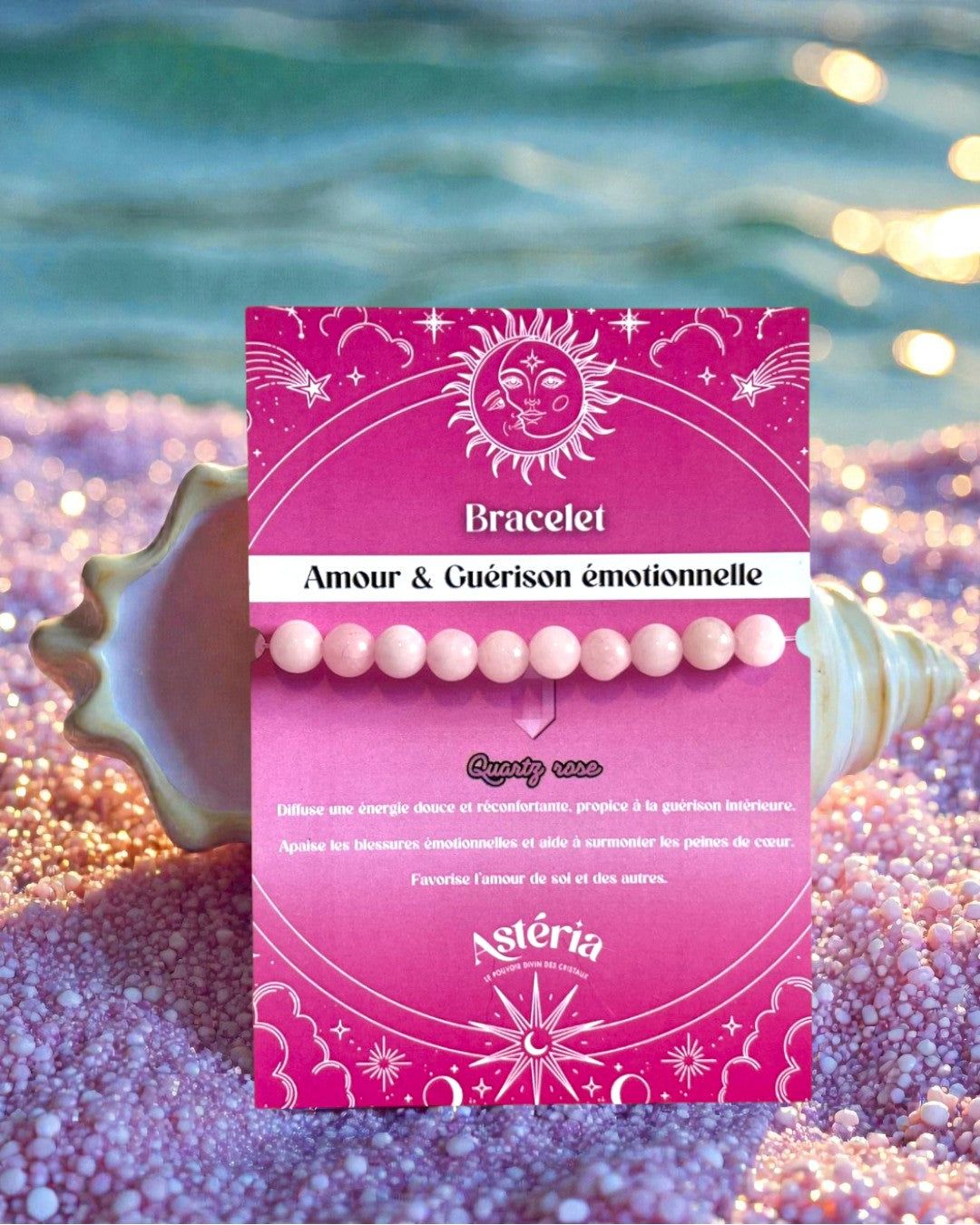 Bracelet en Quartz rose foncé A - 08 mm 💗ྀི