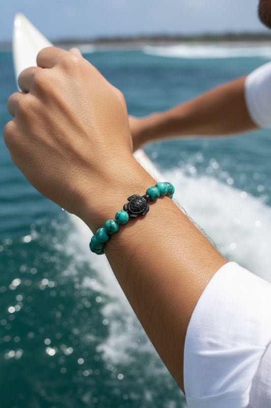 Bracelet Turquoise africaine & tortue 🐢
