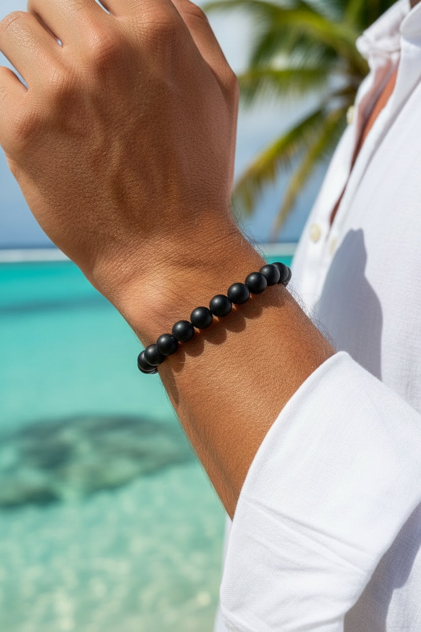 Bracelet Onyx noir mat - 08 mm 🌑