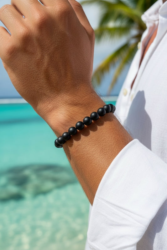 Bracelet Onyx noir mat - 08 mm 🌑