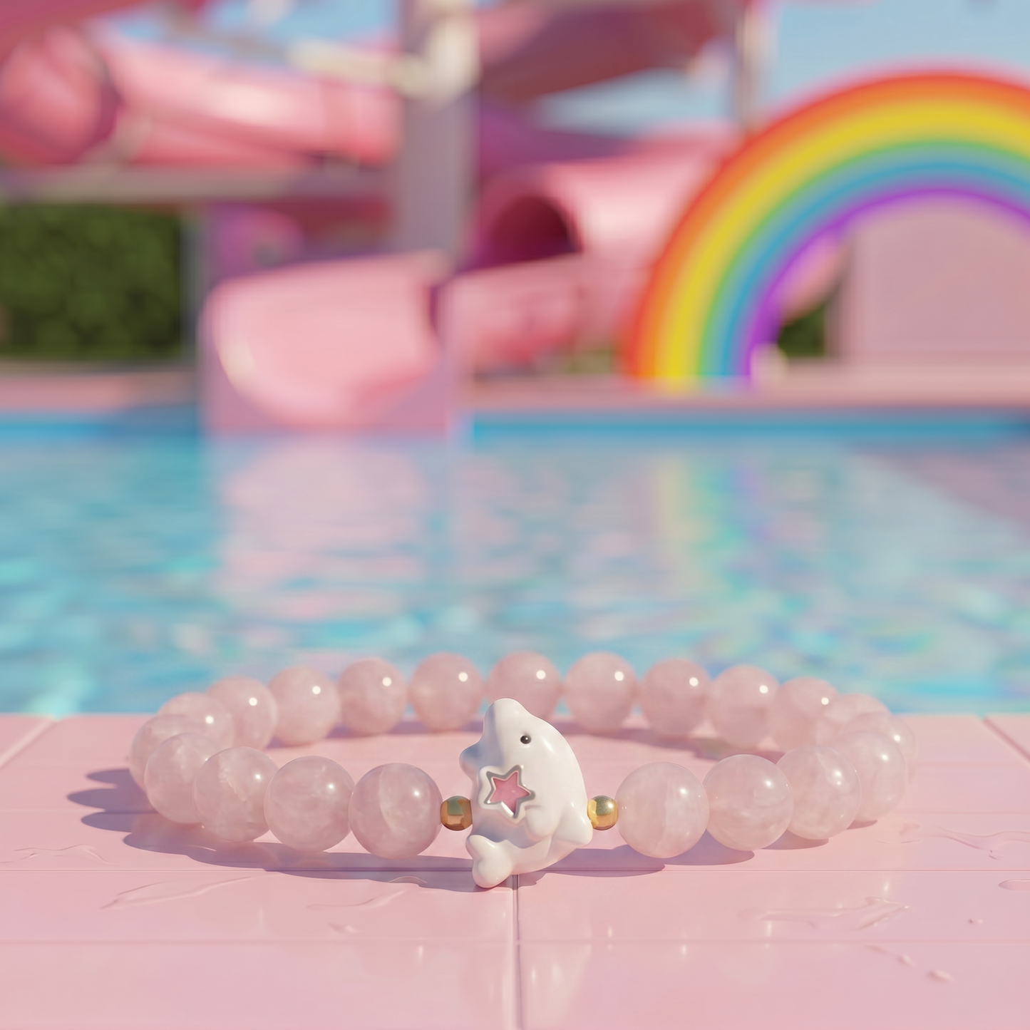 Enfant quartz rose + dauphin