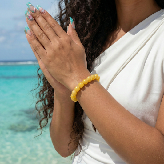 Bracelet en Jade jaune 5A - 08 mm ⚡ 💛