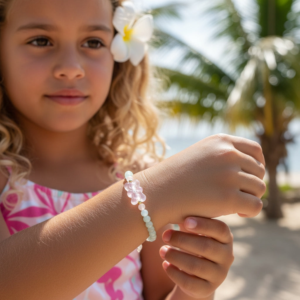 Le doudou version bijoux fille - Bracelet enfant avec ourson pailleté rose 🧸