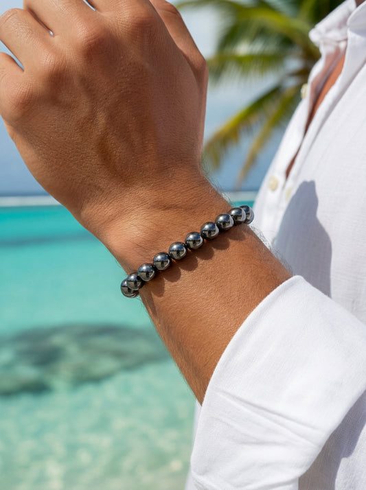 Bracelet en Hématite A - 08 mm 🩶 🌑