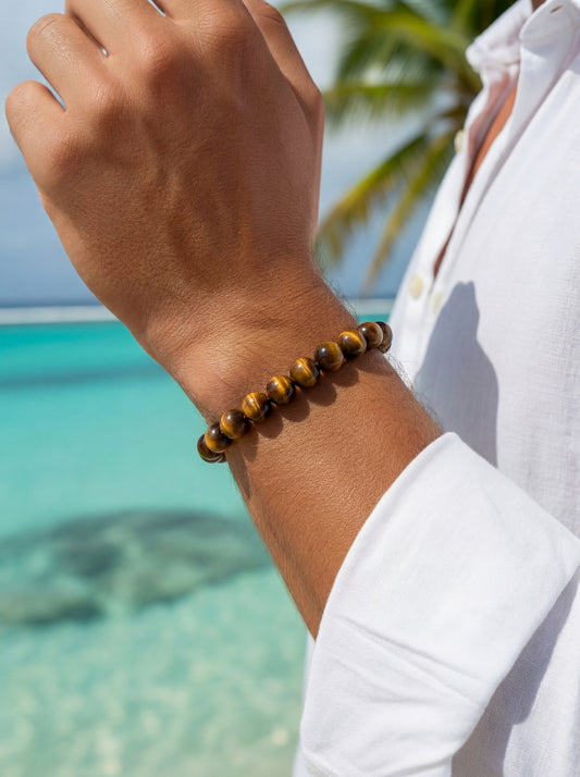 Bracelet en Oeil de tigre - 08 mm 🤎 🐅
