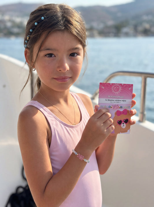 Bracelet enfant en Béryl A - rose 04 mm 🧸 👧🏻