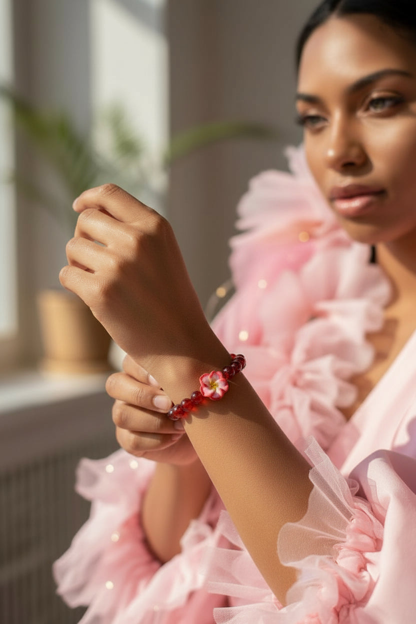 Bracelet en Cornaline rouge 7A - 08 mm 🌺