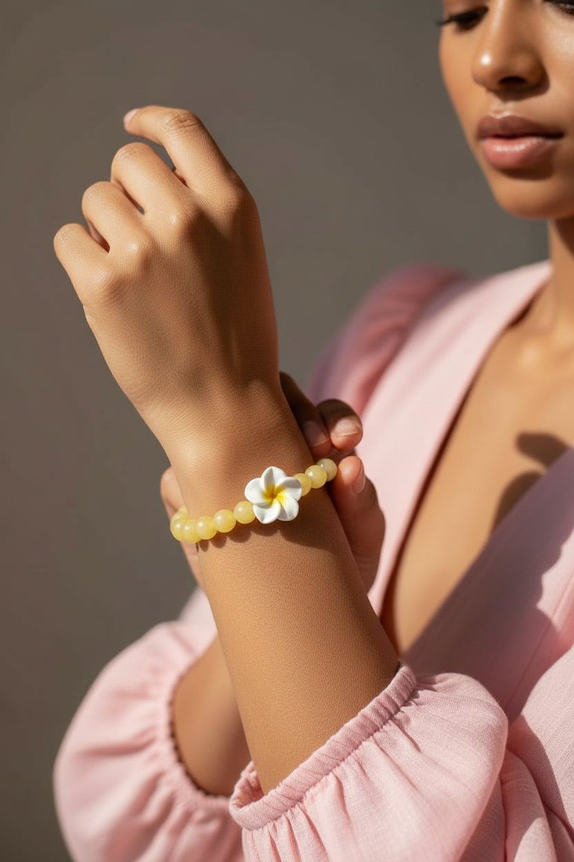 Bracelet en Jade jaune 5A - 08 mm  💛
