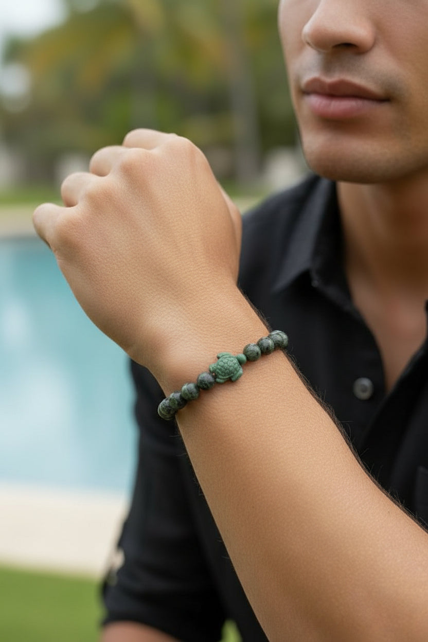Bracelet Jaspe Kambaba & tortue - 08 mm 🐢