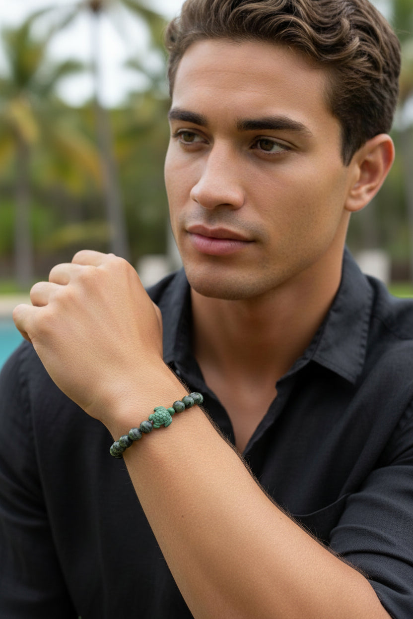 Bracelet Jaspe Kambaba & tortue - 08 mm 🐢