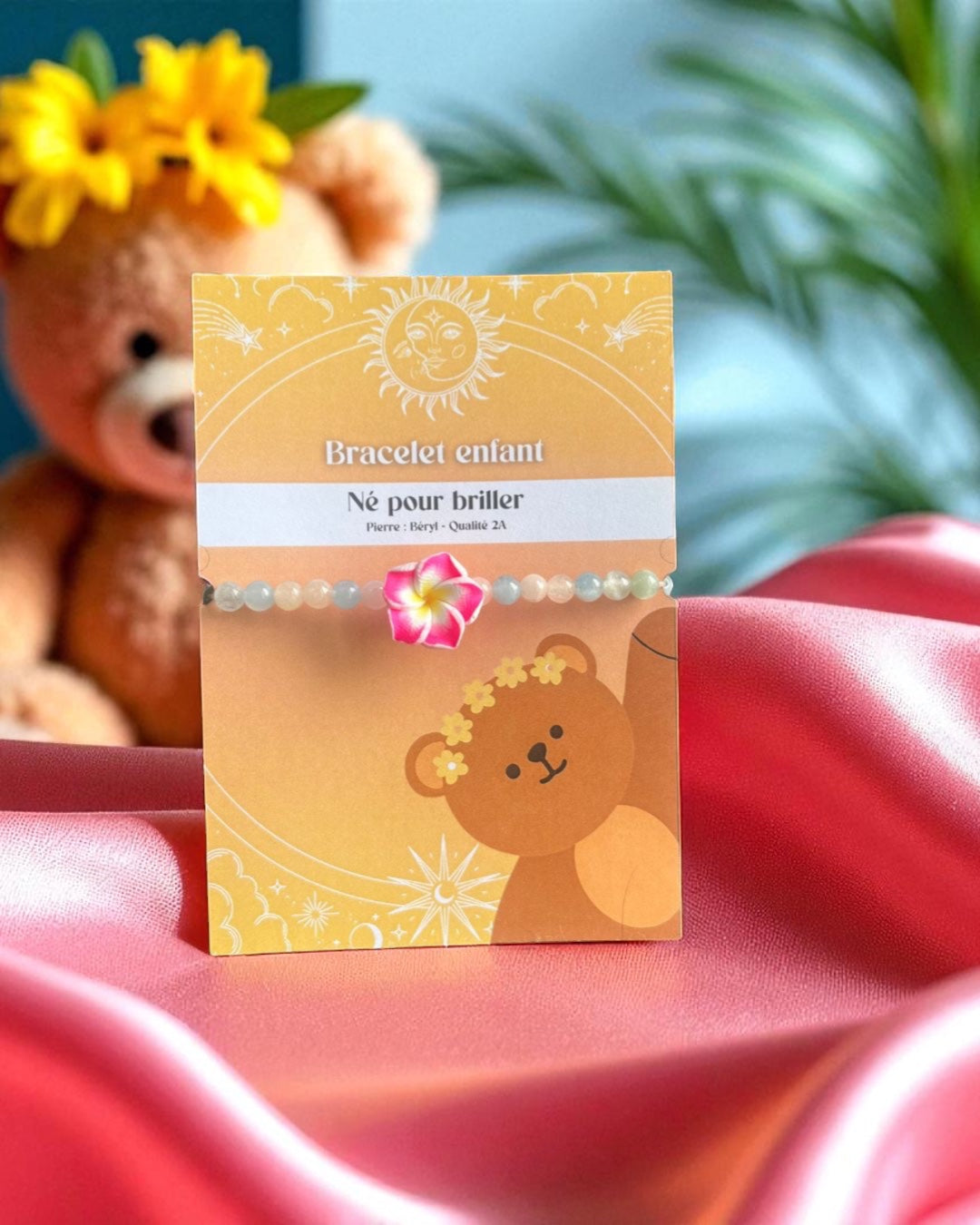 Bracelet enfant en Béryl - fleur de tiaré  🌸 👧🏼